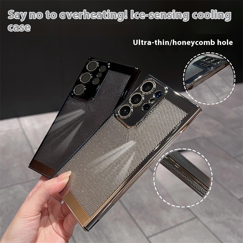 หรูหราชุบกลวงหลุมกระจายความร้อนกรณีโทรศัพท์สำหรับ S amsung S24 S23 S22 S21อัลตร้าพลัสเลนส์แก้วป้องกันฮาร์ดพีซีกันกระแทกปกหลัง