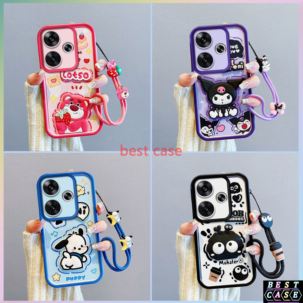 เคส Redmi Turbo 3 เคส POCO F6 เคสสตรอเบอร์รี่หมี Kuromi การ์ตูนสามมิติรูปตุ๊กตาน่ารักนุ่มเคสโทรศัพท์ BB-TYGZ