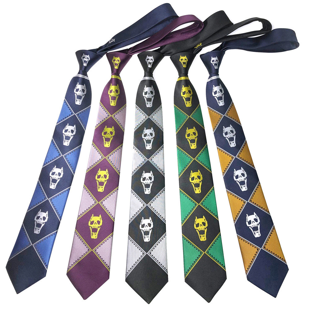 ญี่ปุ่น jojo Tie Kira Yoshikage Skull ผู้ชายผู้หญิงอะนิเมะคอสเพลย์ Tie อุปกรณ์เสริมตกแต่ง