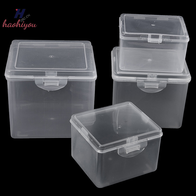 <haohiyou> กล่องเก็บของโปร่งแสงพร้อมฝาปิดสําหรับเครื่องประดับเครื่องเขียน Headwear คอลเลกชันสี่เหลี่ยมกรณีอเนกประสงค์ Home Organizer กล่อง Nice