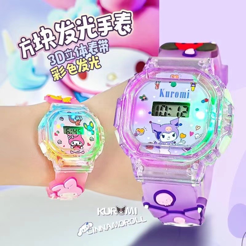 SANRIO 2024 ใหม่ ซานริโอ คุโรมิ นํา นาฬิกาสําหรับเด็กสาวการ์ตูนน่ารัก เพลงคุณภาพสูงนาฬิกาดิจิตอลสําหรับเด็กของขวัญวันเกิด