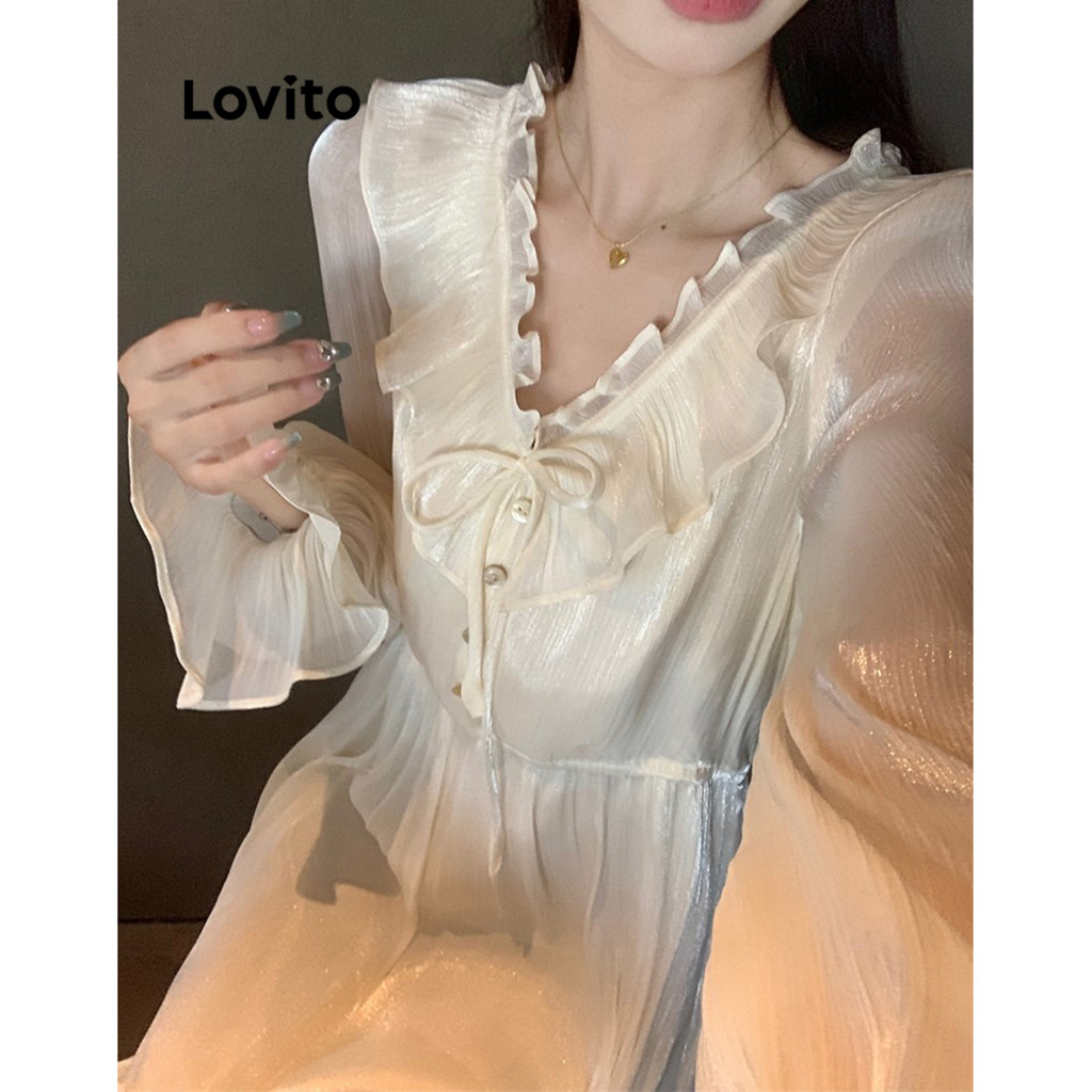 Lovito ชุดลำลอง ระบายสำหรับผู้หญิง LNA79154