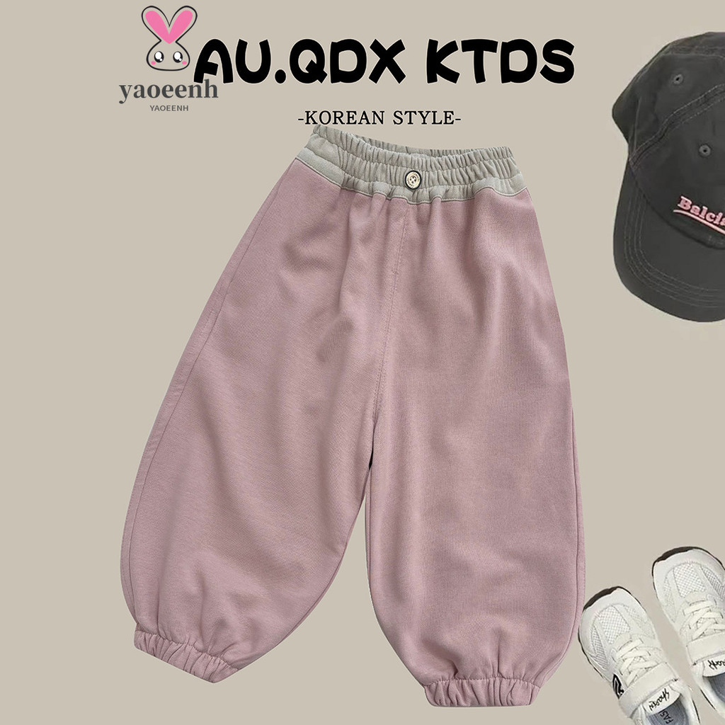 【YAOEENH】90-170ซม.ฤดูใบไม้ผลิฤดูใบไม้ร่วงผ้าฝ้ายแท้กางเกงวอร์มลําลองชายหญิงแฟชั่นหลวมชุดกีฬาผู้หญิงพร้อมสต็อกจัดส่งที่รวดเร็ว