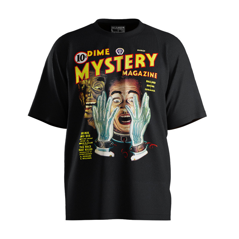 < นิตยสารลึกลับ} TRIP2MARS 24SS American Horror Movie Theme เสื้อยืดแขนสั้นผู้ชาย