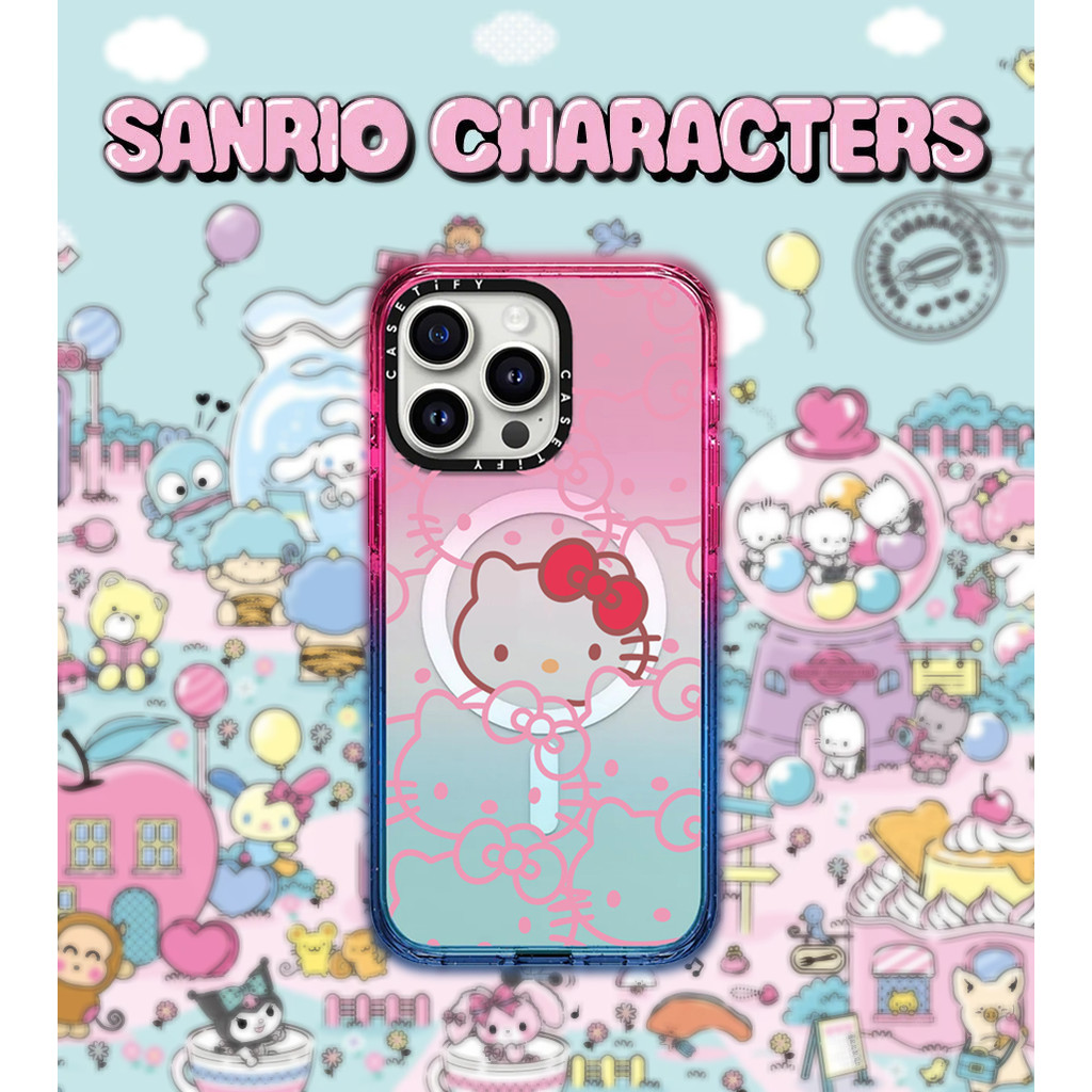 Casetify X HelloKitty head Collection Color Clear Hard Case เคสโทรศัพท์ Impact Case สําหรับ Apple IPhone 12 13 14 15 16 Pro Max Plus พร้อมกล่อง