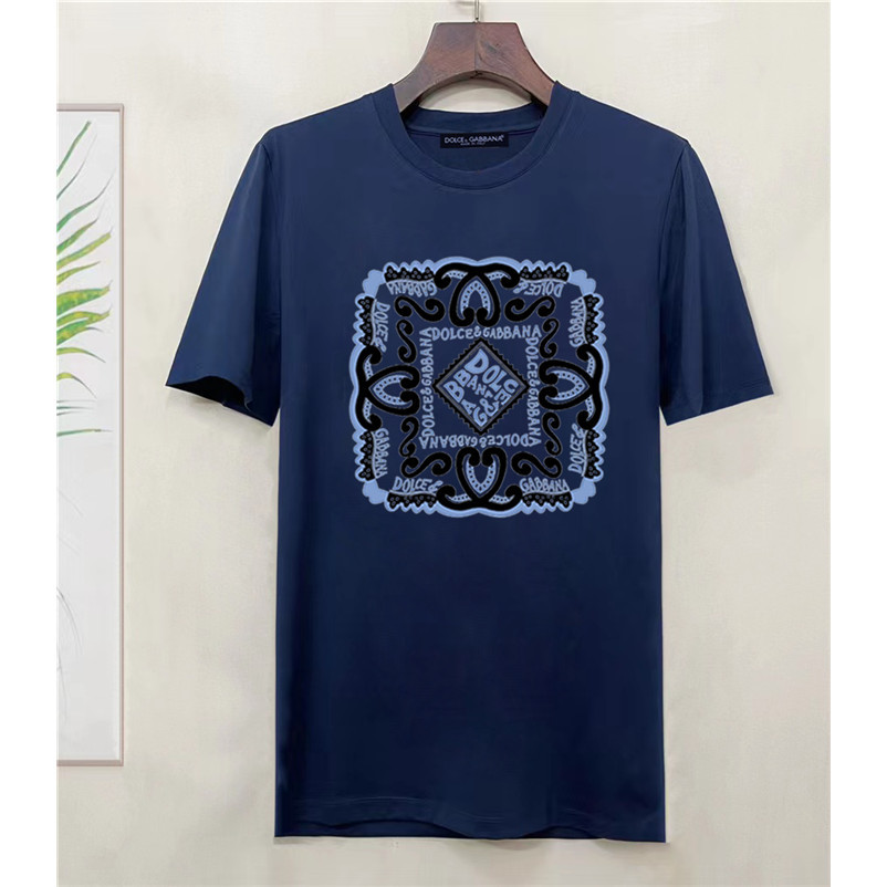 D0lce&gabba Mens New Blue Floral Pattern Print Cotton Crew Neck Short Sleeve T-Shirt Asian Size