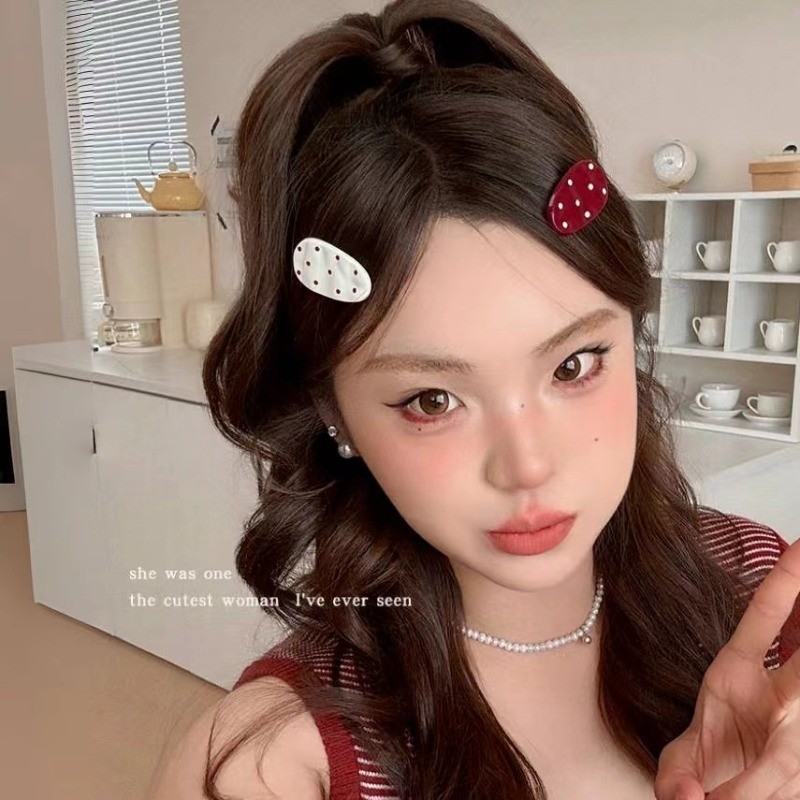 กิ๊บติดผมลายจุดอารมณ์สไตล์เกาหลีหญิงด้านข้าง Ins กิ๊บติดผม Duckbill