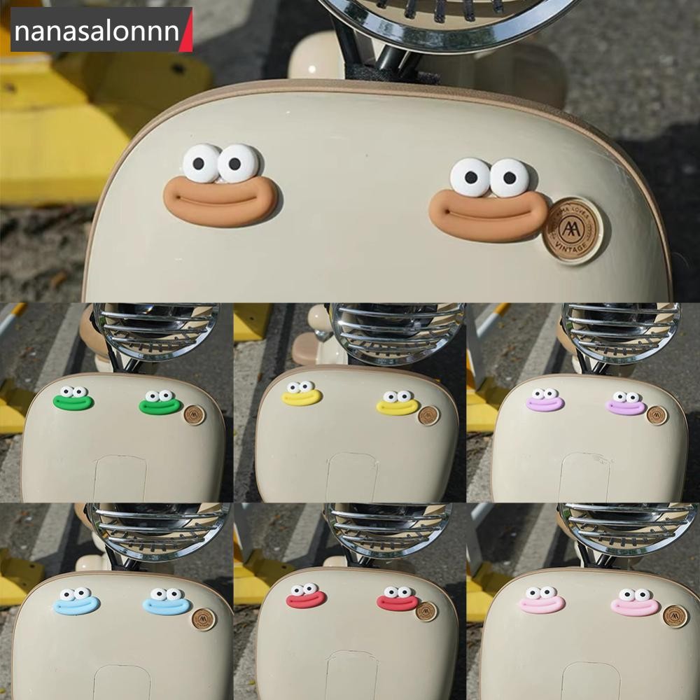 Nanasn| 2ชิ้นน่ารักรถจักรยานยนต์หมวกกันน็อคยางปากและตาโตตกแต่งสําหรับวิบากเต็มใบหน้าปิดถนนหมวกกันน็อคสติ๊กเกอร์ ฉัน3ม8