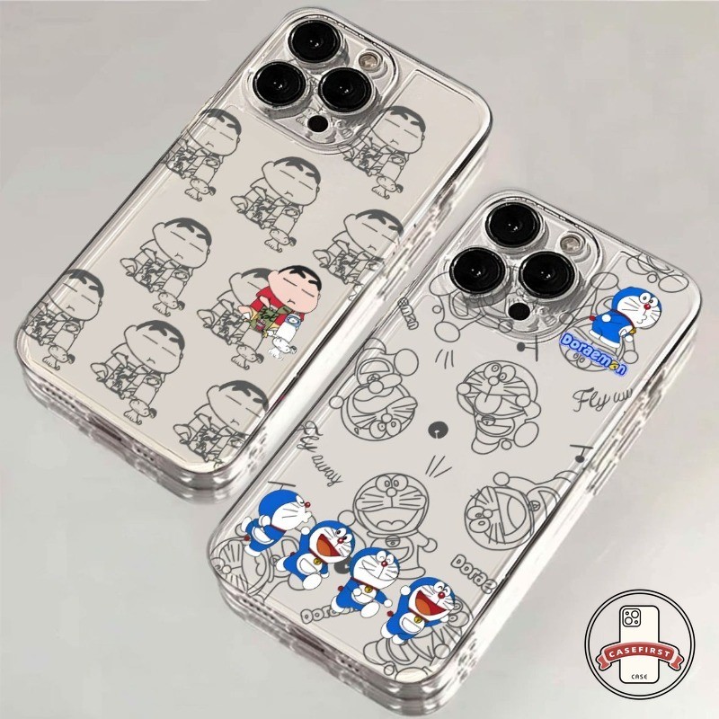 การ์ตูนสีเทียนชินชานน่ารักโดราเอมอนเคสสำหรับ VIVO Y36 Y15 Y12i Y12 Y27 Y91 Y12s Y22 Y17s Y02 Y16 Y21 Y21s Y33s Y20 Y17