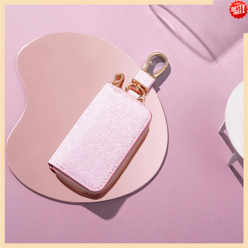 Glitter PU หนังกระเป๋ากุญแจรถซิป Key Holder กระเป๋าผู้ชายผู้หญิง Universal Key Storage กระเป๋าแฟชั่นเอวแขวนพวงกุญแจ