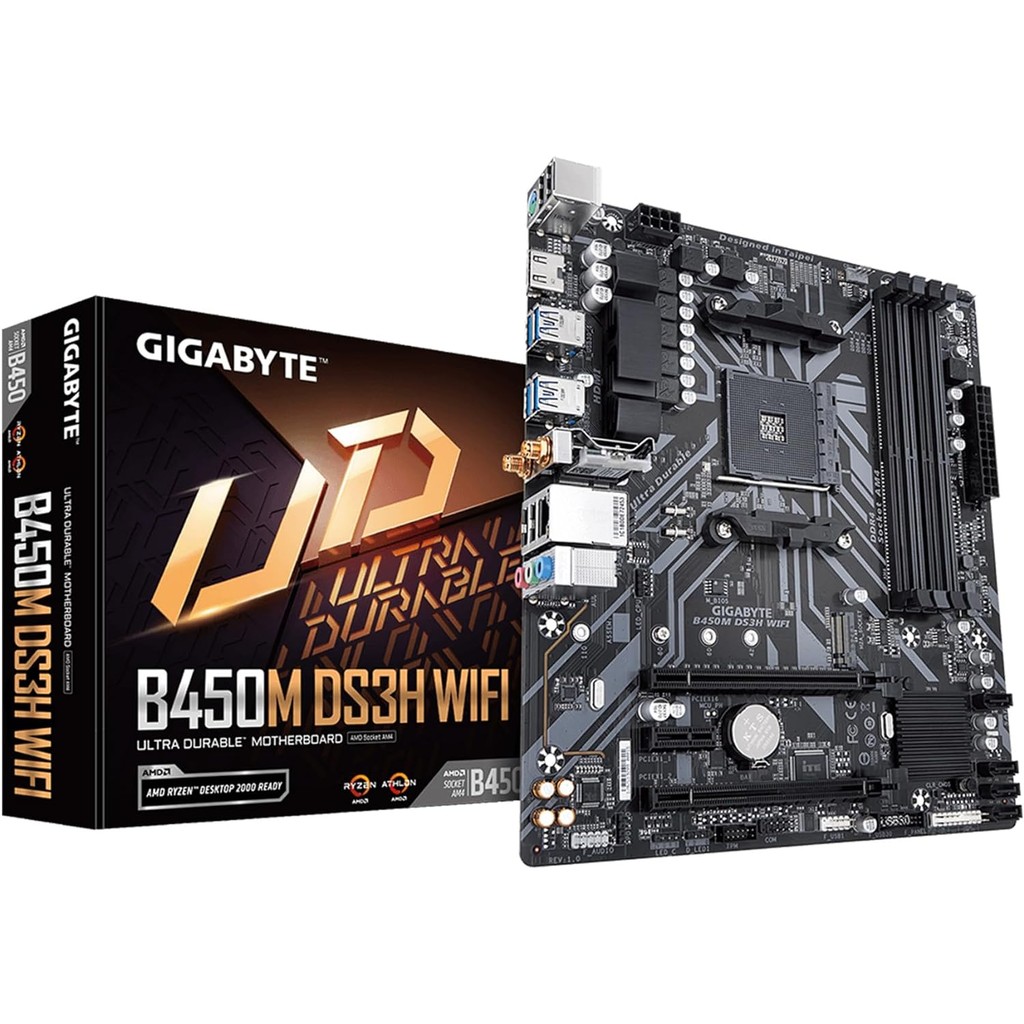 (มือสอง)Gigabyte B450m DS3H Wifi (AM4//AMD/B450/mATX/SATA 6GB/s/USB 3.1/HDMI/Wifi/DDR4/Motherboard)