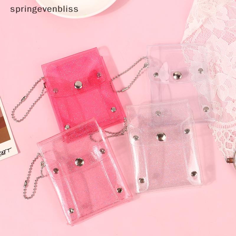 Springevenbliss แฟชั่น Glitter โปร่งใสกระเป๋าเหรียญ PVC Photo Card กระเป๋าสตางค์สําหรับสาว Mini Hasp เปลี่ยนกระเป๋าพวงกุญแจ Springevenbliss