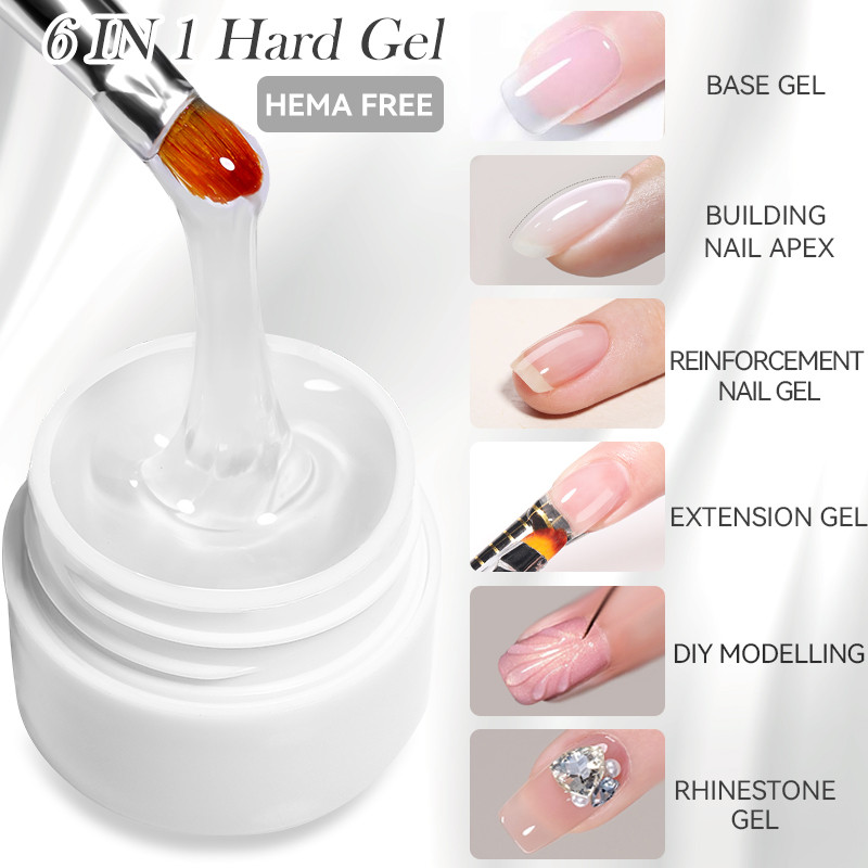 Ur SUGAR 8ML 6 in 1 Hard Gel สําหรับเล็บ Extension Milky White Builder Constructor เจล Self Leveling