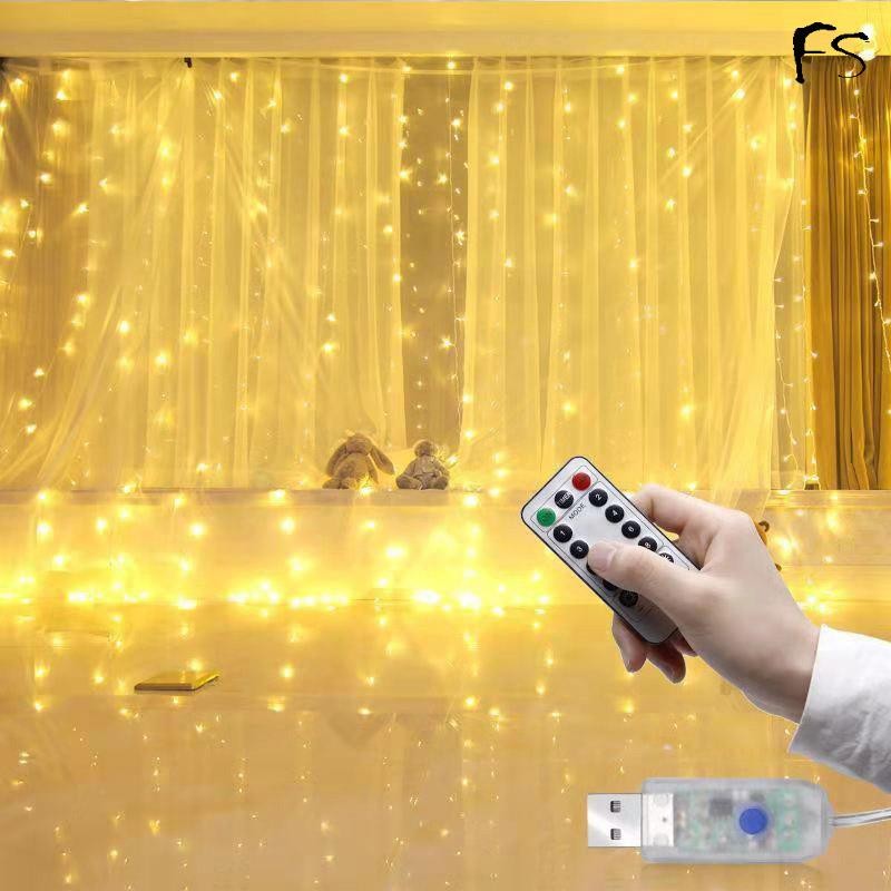 คริสมาสต์/ 3m LED ผ้าม่าน Garland บนหน้าต่าง USB String ไฟ Fairy Festoon รีโมทคอนโทรลคริสต์มาสตกแต่งงานแต่งงานสําหรับ Home Room