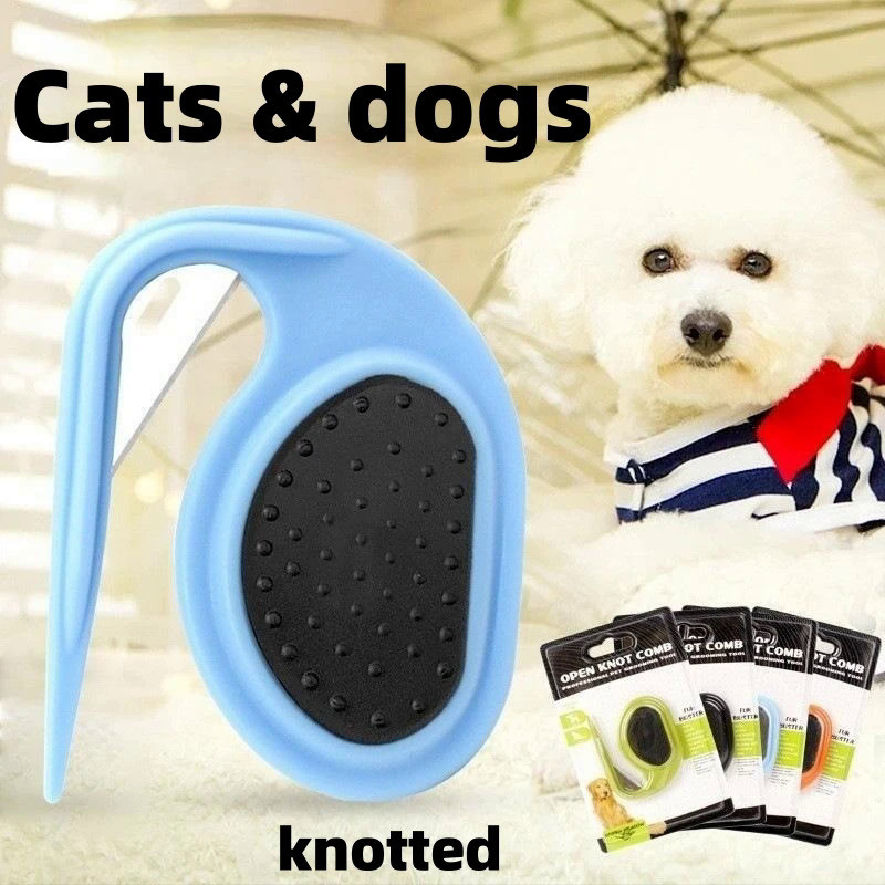 Pet Knot Open Comb Cat Puppy Hair Shedding Carding Trimmer Comb Blade TPR Stainless Steel Dog Groomi