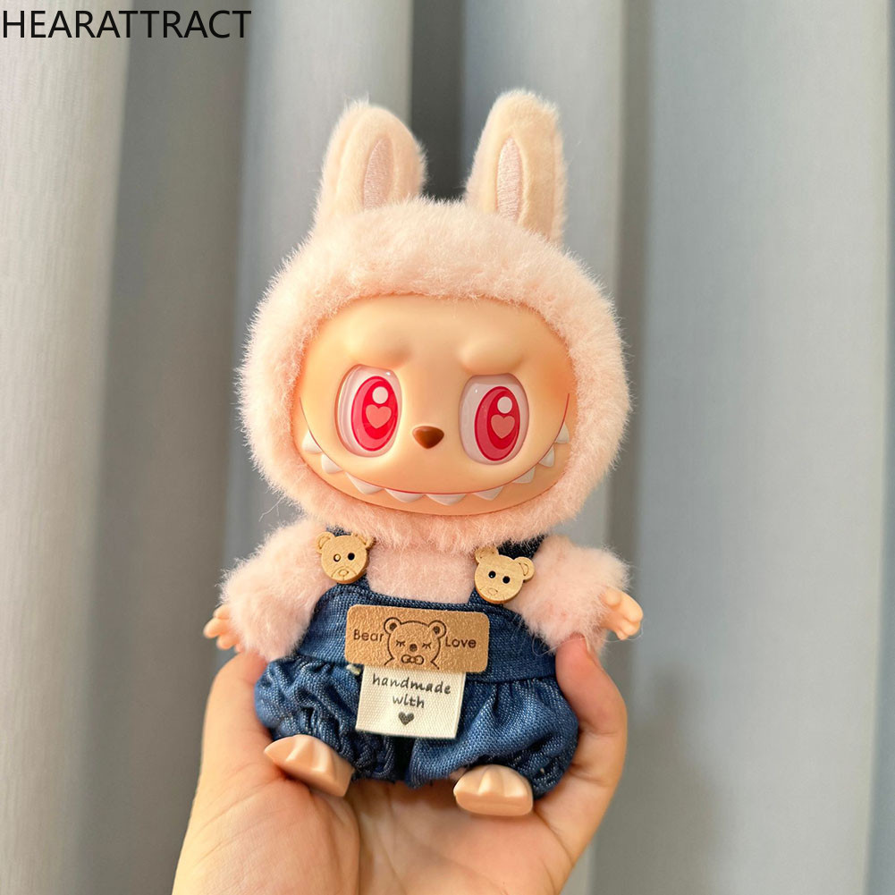 Hearatract สําหรับ Labubu v2 เสื้อผ้าตุ๊กตาเสื้อผ้าแฟชั่นเสื้อผ้าตุ๊กตาการจับคู่สี Hoodies ตุ๊กตาอุปกรณ์เสริมน่ารักตกแต่งผ้าเล็กๆ