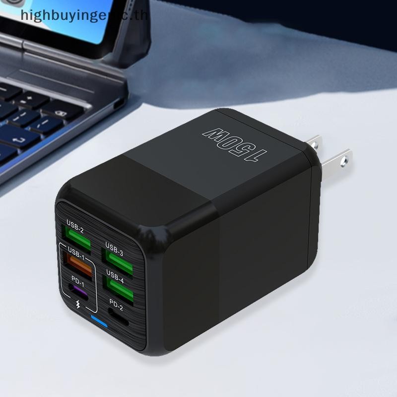 Heth 150W 6-Port 4USB + 2TYPE-C Charger สําหรับ Iphone Android สําหรับ Samsung Xiaomi Huawei PD Super Fast Charging Power Adapter ธุรกิจ Trip HETH