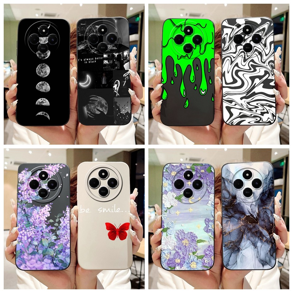 Xiaomi Redmi 14C Cool Moon ลายระลอกน้ําเคสโทรศัพท์ Redmi 14C 4G เลนส์ป้องกันกรณีซิลิโคนอ่อนนุ่ม
