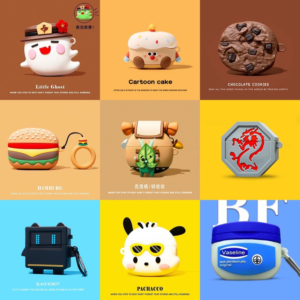 For AirPods 4 Case Cartoon Cake Cute Burger Compatible with AirPods Pro2 Silicone Soft Case Cartoon AirPods3 Shockproof Shell Protective Cover