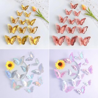 12/24/36 ชิ้น Gradient Hollow 3D ผีเสื้อสติ๊กเกอร์ติดผนังสํา…