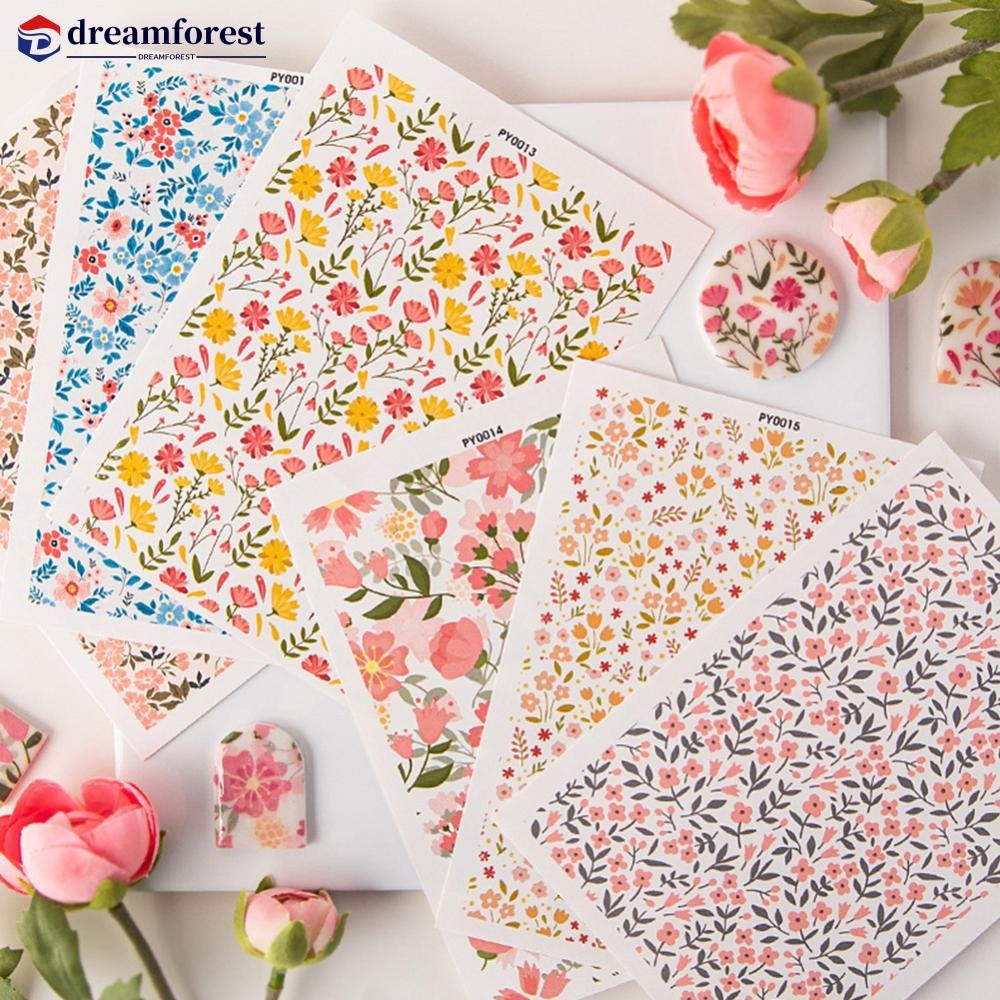 ฝันฟอร์สต์ ดินโพลิเมอร์ที่มีสีสันกระดาษถ่ายโอนดอกไม้เครื่องปั้นดินเผานุ่มเครื่องประดับใบธีมรูปแบบกระดาษพิมพ์ที่ละลายน้ําได้ทิ้งกระดาษตกแต่ง ถาม2โวลต์9