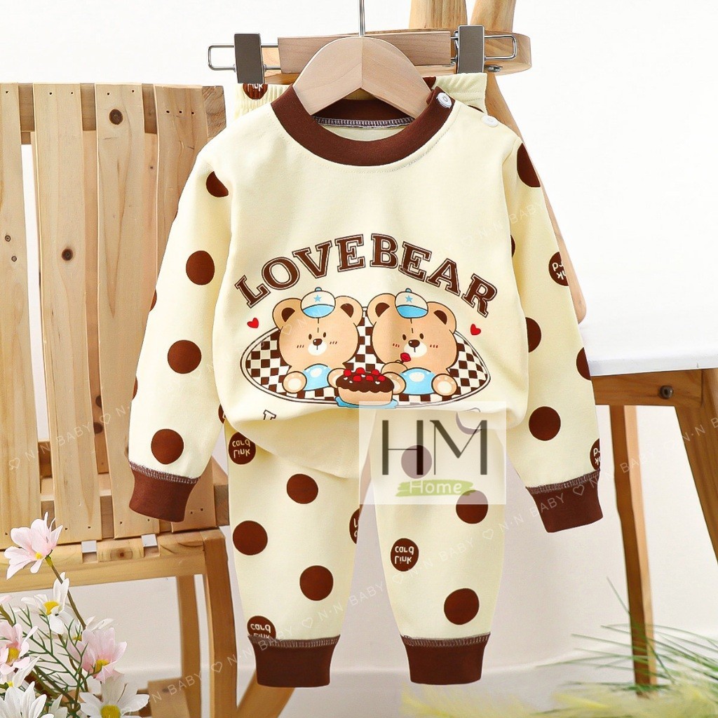 ชุดนอนแขนยาว ขายาว เสื้อผ้าเด็ก ชุดนอนกันหนาว ผ้าcotton อายุ6เดือน-3ปี - รูปที่ 6