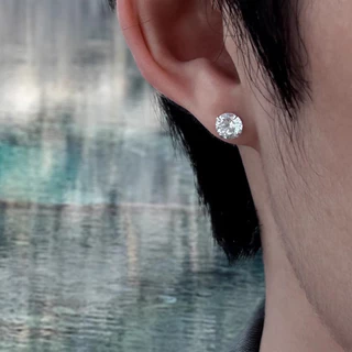 Roselife Silver 1PC คลาสสิก Unisex คริสตัล Pierced ต่างหูสตั๊ด Hypoallergenic หู Studs เครื่องประดับอุปกรณ์เสริม