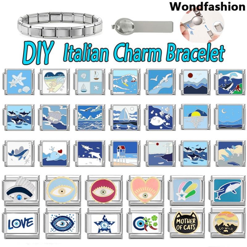 ประภาคารอิตาเลี่ยนสร้อยข้อมือ Charm Fit 9 มม.สร้อยข้อมือสแตนเลส DIY เครื่องประดับทําอุปกรณ์เสริม Retro บุคลิกภาพโมดูลสร้อยข้อมืออุปกรณ์เสริม
