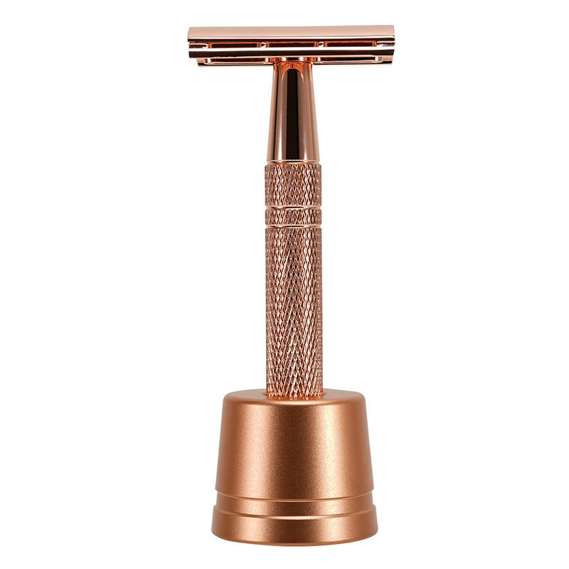 Rose Gold Razor Classic Double Edge Safety Razor For Mens Shaving&Womens Hair Removal 10 Shaving Bla