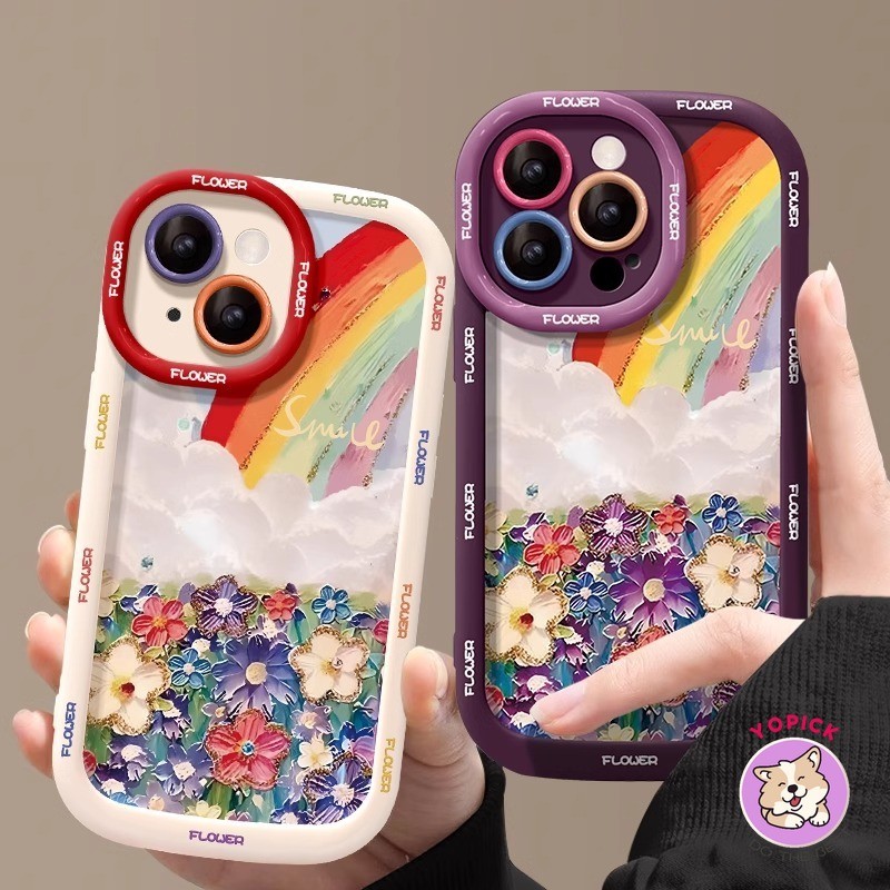 สวยสายรุ้งเคสโทรศัพท์สําหรับiphone 16 15 14 13 12Pro Max 11 XR XS Max 7 8 Plus SE2020 การ์ตูนฝาครอบโทรศัพท์สําหรับiPhone 16Pro 16Plus 16Pro Max Soft Case JKP