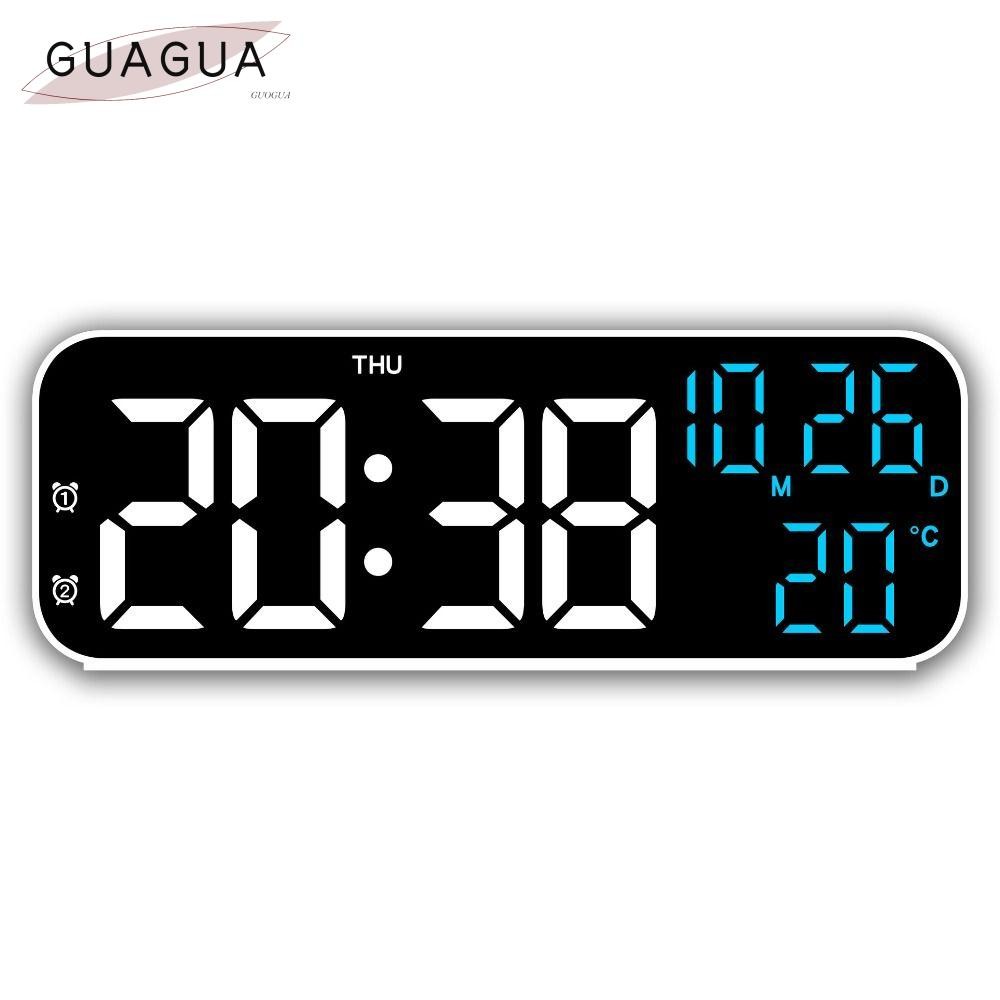 Guogua นาฬิกาดิจิตอล LED, 12/24H อุณหภูมิวันที่นาฬิกาอิเล็กทรอนิกส์,คุณภาพสูง Backlight Multi-functional Voice Control นาฬิกาตั้งโต๊ะสําหรับห้องนอน