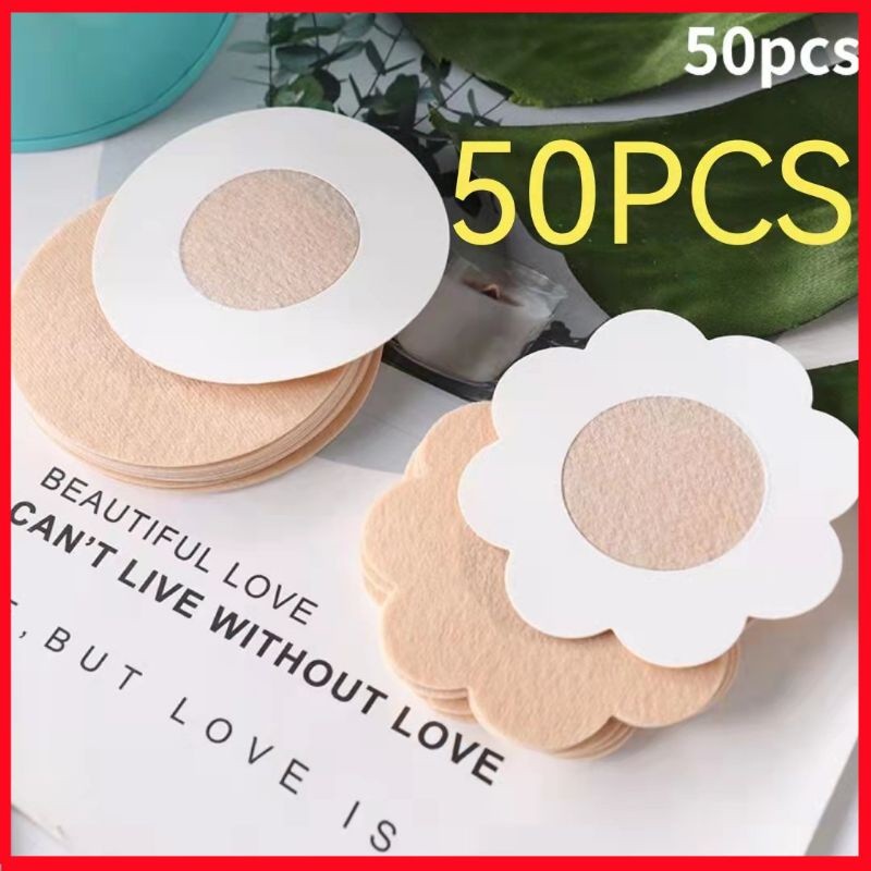50 ชิ้นผู้หญิงสติกเกอร์จุกนมที่มองไม่เห็นเต้านมหัวนมผู้หญิงทิ้ง Bra Pad แพทช์ BareLifts