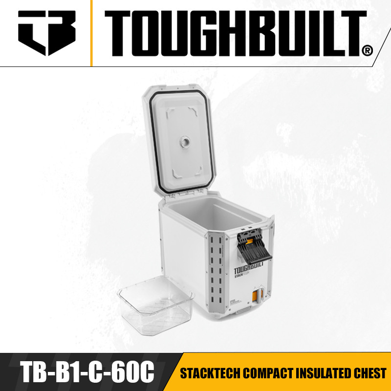 Toughbuilt TB-B1-C-60C STACKTECH หน้าอกฉนวนขนาดกะทัดรัดความจุขนาดใหญ่ความสดร้อนและเย็นกล่องเก็บของกลางแจ้ง