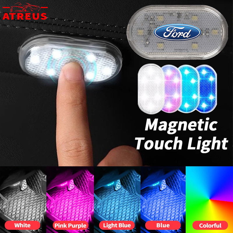 Ford ไฟ LED ภายใน รถยนต์ สวิทช์แบบสัมผัส โคมไฟ LED ไร้สาย ภายในรถยนต์ ไฟอ่านหนังสือ ชาร์จ USB ไฟกลางคืน สำหรับ Ford Ranger Raptor Everest Fiesta Focus Mustang Escape Ecosport STI