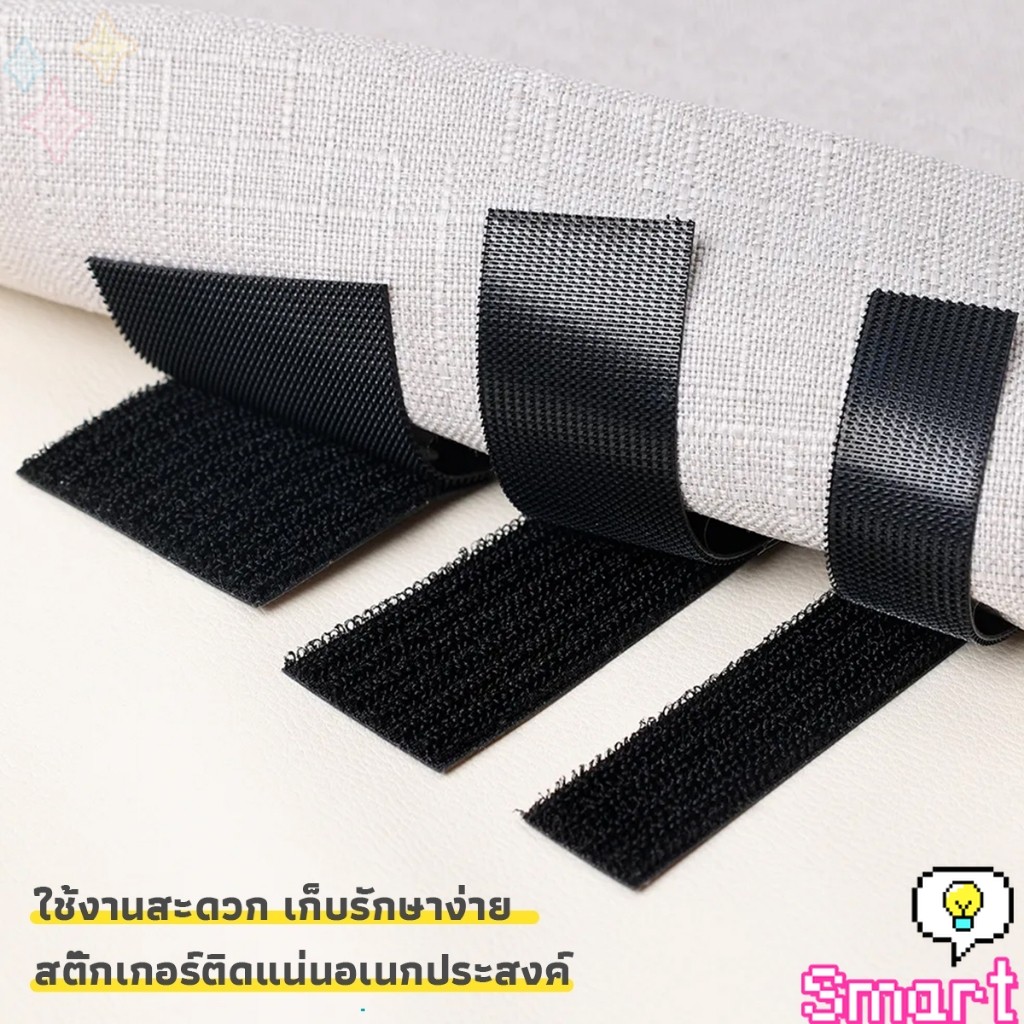 SMART【มีสินค้าในสต๊อก】เทปตีนตุ๊กแกมีกาวในตัว แบบ ขน+หนาม และ มีกาวด้านนอก ติดผ้าม่าน ติดหน้าต่าง 10Pcs/แพ็ค Nylon Buckle - รูปที่ 2