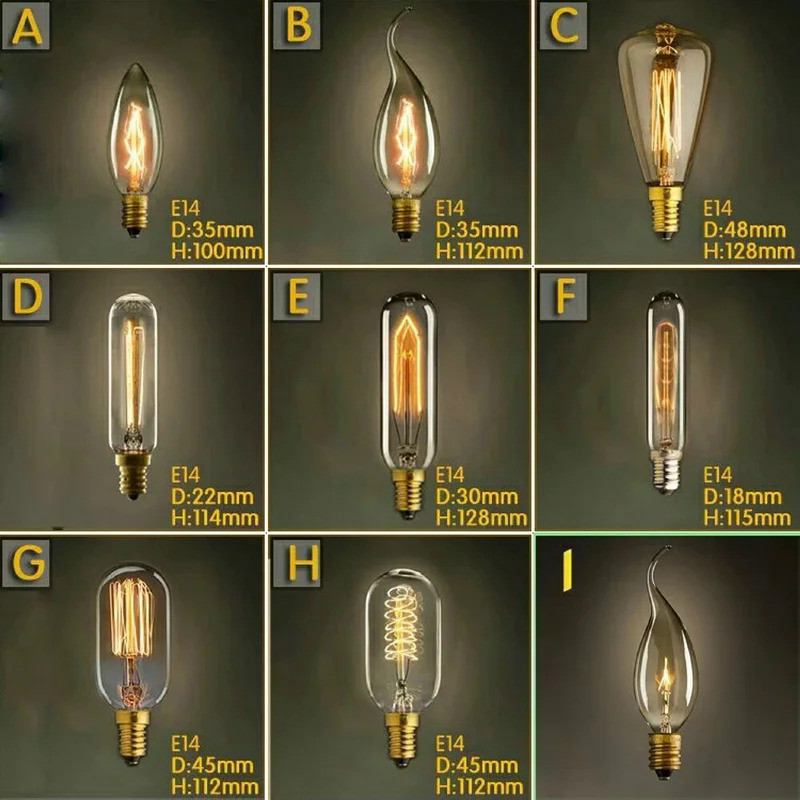 Retro E14 40w Edison Spiral Ampoule Incandescent Light Bulb Dimmable Filament Bulb For Pendant Lamps