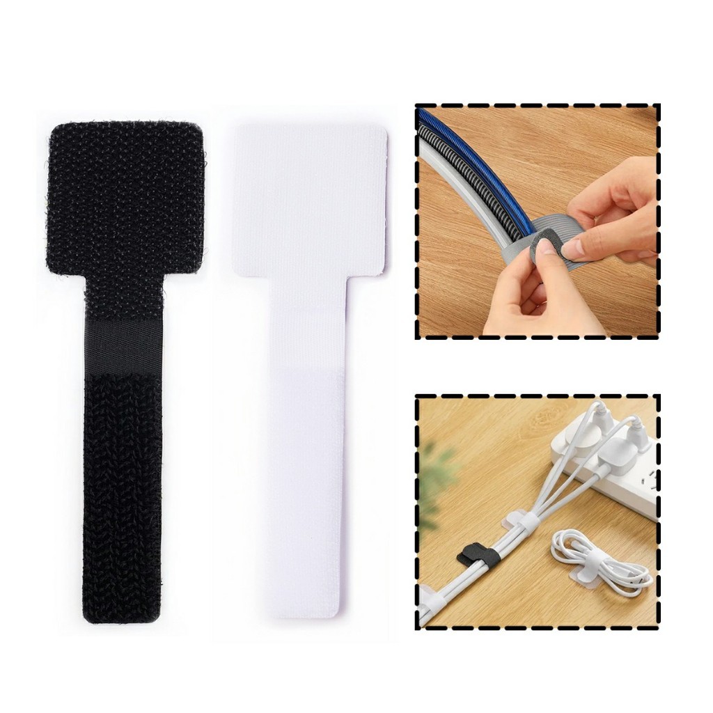 ที่รัดสายไฟตีนตุ๊กแก 9ซม.50pcs จัดสายไฟโต๊ะคอมได้สบาย มีกาวในตัว สองสี - รูปที่ 2