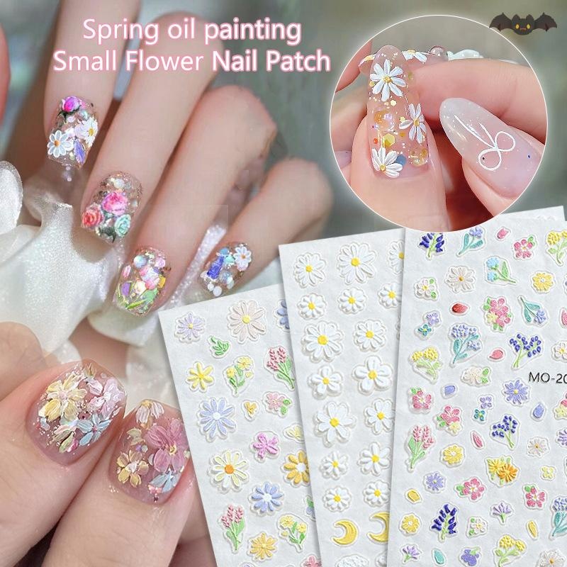 [PE] ฤดูใบไม้ผลิน้ํามัน Paing ดอกไม้สติ๊กเกอร์ติดเล็บ 5D บรรเทาสติกเกอร์เล็บ Decals เล็บ Ch คุณภาพสูงกาวสติ๊กเกอร์ติดเล็บ TH