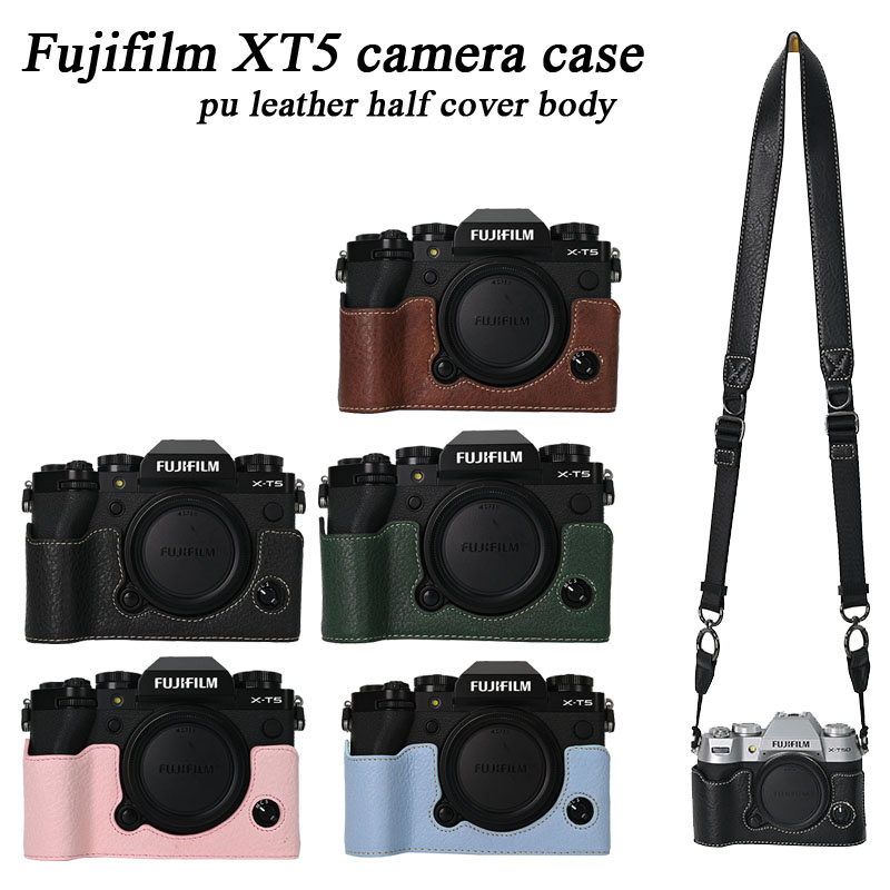 หนัง PU Fujifilm XT5 กระเป๋ากล้องครึ่งสําหรับ Fujifilm XT5