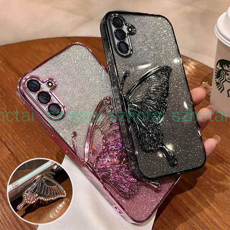 เคส Samsung A55 A15 A25 A35 A05S A04S A14 A24 A34 A54 5G หรูหรา ชุบทรายไหล เงางาม แวววาว เกราะป้องกันใสกันกระแทกพร้อมวงเล็บ เคสโทรศัพท์ Samsung A55 A15 A25 A35 A05S A04S A14 A24 A34 A54 5G