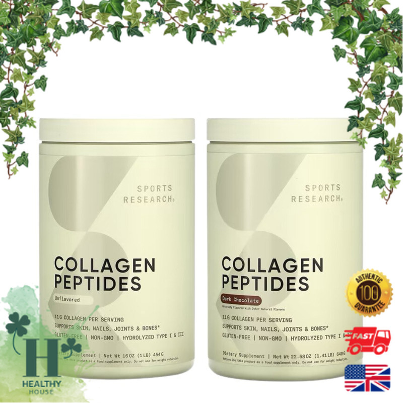 Sports Research Collagen Peptides Powder UnFlavored Dark Chocolate | Certified Keto Friendly SR