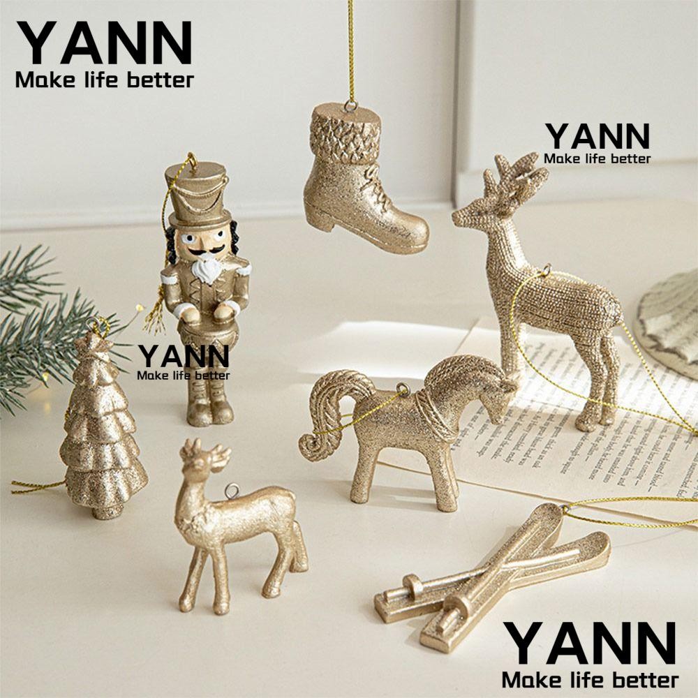 Yann1 คริสต์มาสแขวนตกแต่ง,กวางม้าเฮเซลนัท Pinecone แขวนจี้,คุณภาพสูงเรซิ่น Shopwindow Angel ทหาร Xmas Ball เครื่องประดับคริสต์มาส