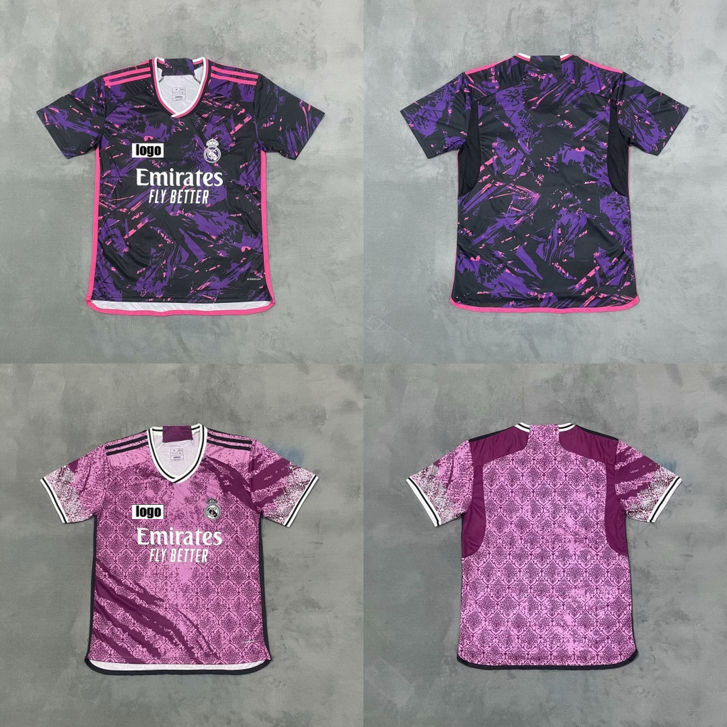 เสื้อแข่ง Real Madrid Special Edition 24/25 เสื้อฟุตบอลผู้ชายสีชมพู/สีม่วง