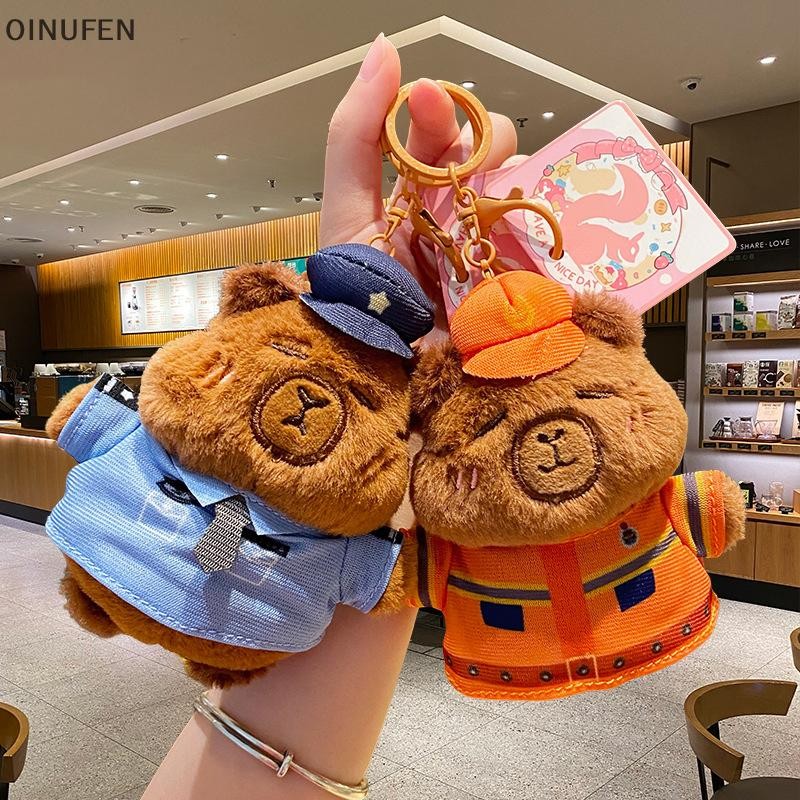 Onu Kawaii ตุ๊กตาตุ๊กตา Capybara พวงกุญแจ Creative Capybara นักผจญเพลิง Chef Plicemen พวงกุญแจกระเป๋าเป้สะพายหลังอุปกรณ์ตกแต่งของขวัญ FEI