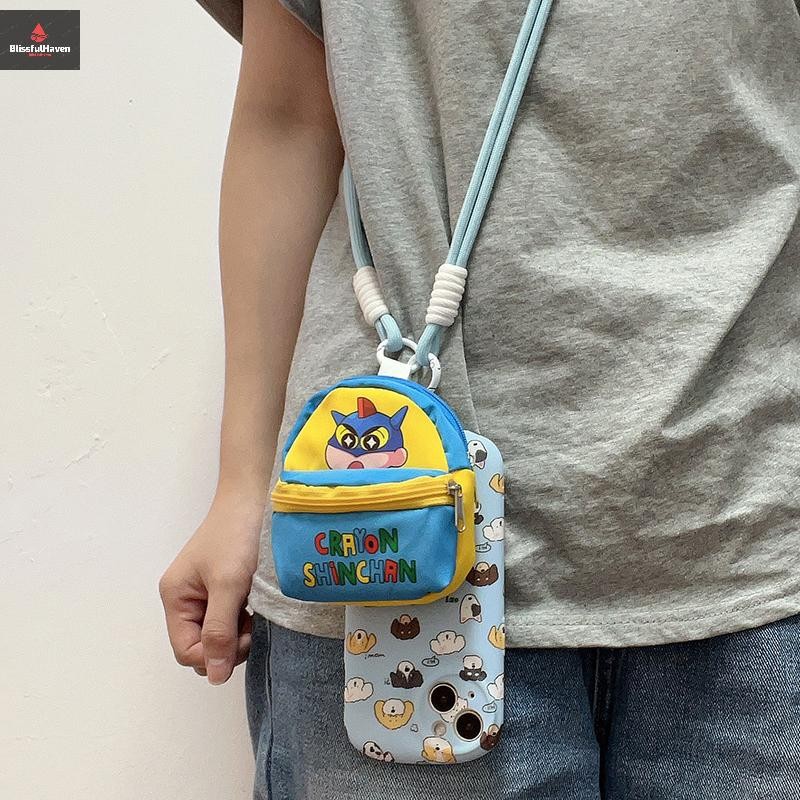 COD กระเป๋าสะพายข้างการ์ตูน Crayon Phone Strap Rope With Small Wallet Cute Headphone Bag For For Huawei new