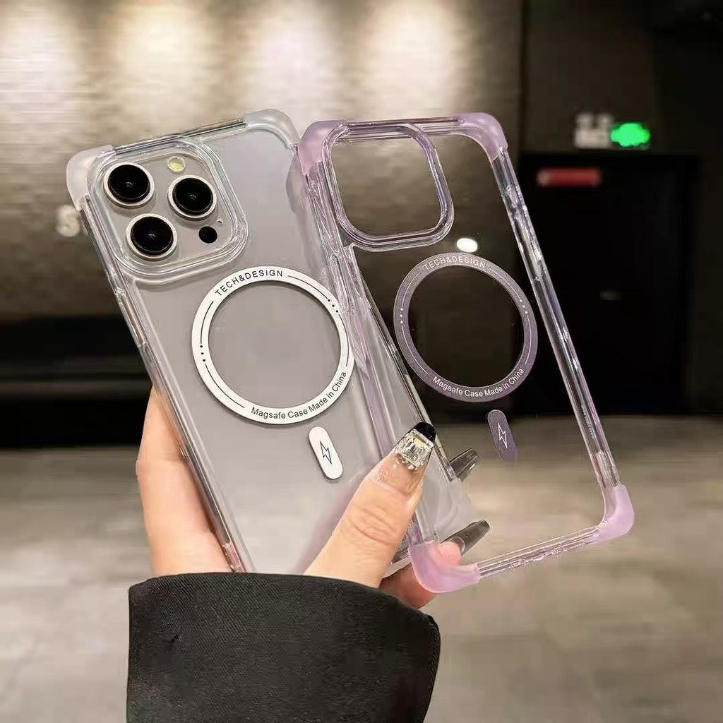 หรูหราสีทึบแม่เหล็กโปร่งใสอะคริลิคเคสโทรศัพท์สําหรับ ไอโฟน 16 มือโปร สูงสุด 15 14 13 12 11 มือโปร สูงสุด 16 บวก ปลอกกันกระแทกเลนส์กล้องป้องกันฮาร์ดปกหลัง ไอโฟน - รูปที่ 3