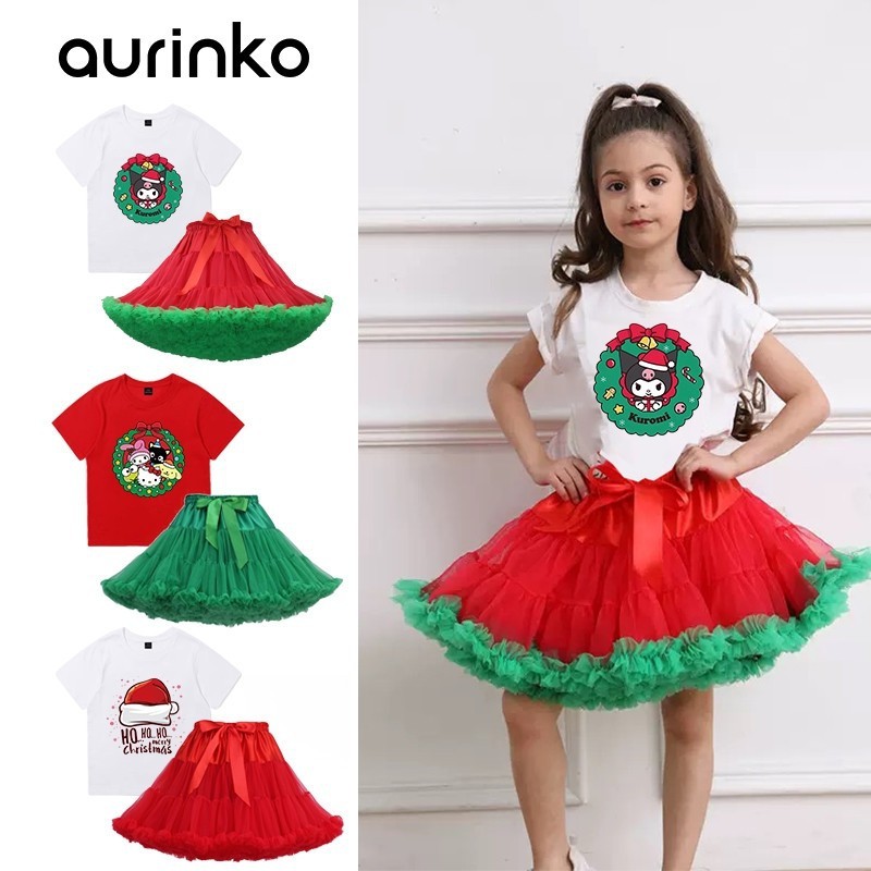 Christmas ชุดคริสตมาสเด็กผู้หญิง ชุดคริสมาสต์เด็ก ชุดคอสเพลย์คริสต์มาส สีเขียว สําหรับเด็ก และผู้ใหญ่