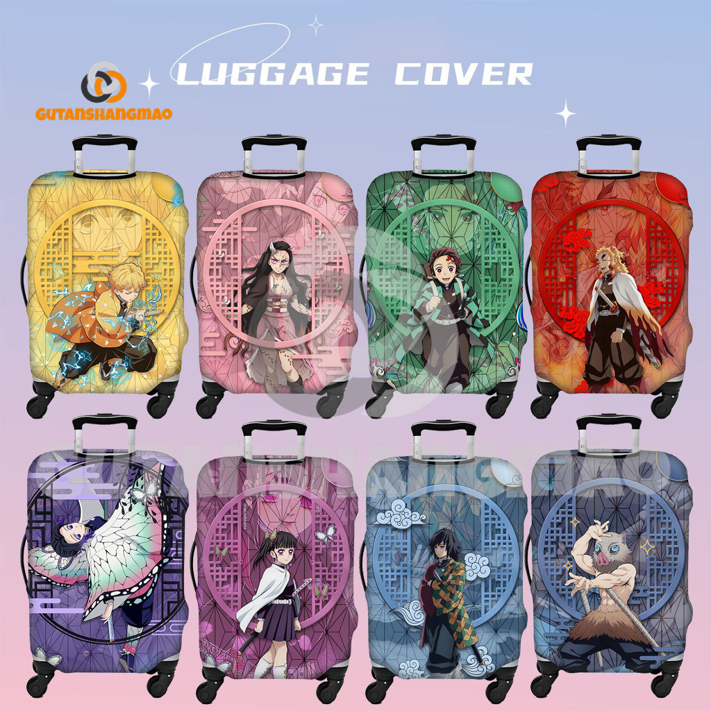 Demon Slayer 1 ผ้าคลุมกระเป๋าเดินทางแบบซักได้ ผ้าคลุมกระเป๋าเดินทางป้องกันรอยขีดข่วน เหมาะกับขนาด 18-32 นิ้ว
