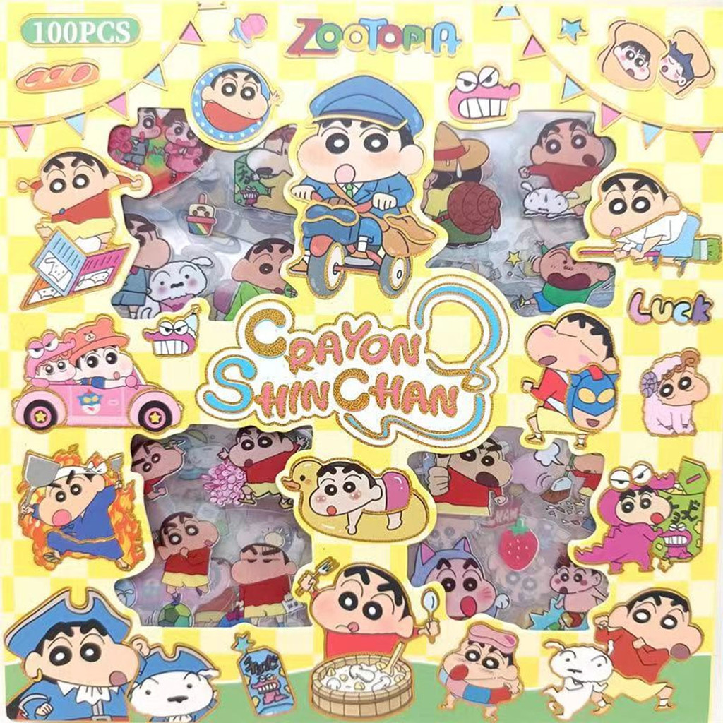 สติกเกอร์ ลายการ์ตูนชินจังน่ารัก สุ่มลายสสติ๊กเกอร์น่ารัก สําหรับตกแต่งสมุดภาพ คอมพิวเตอร์ Diyโทรศัพท์ แล็ปท็อป โน๊ตบุ๊ค