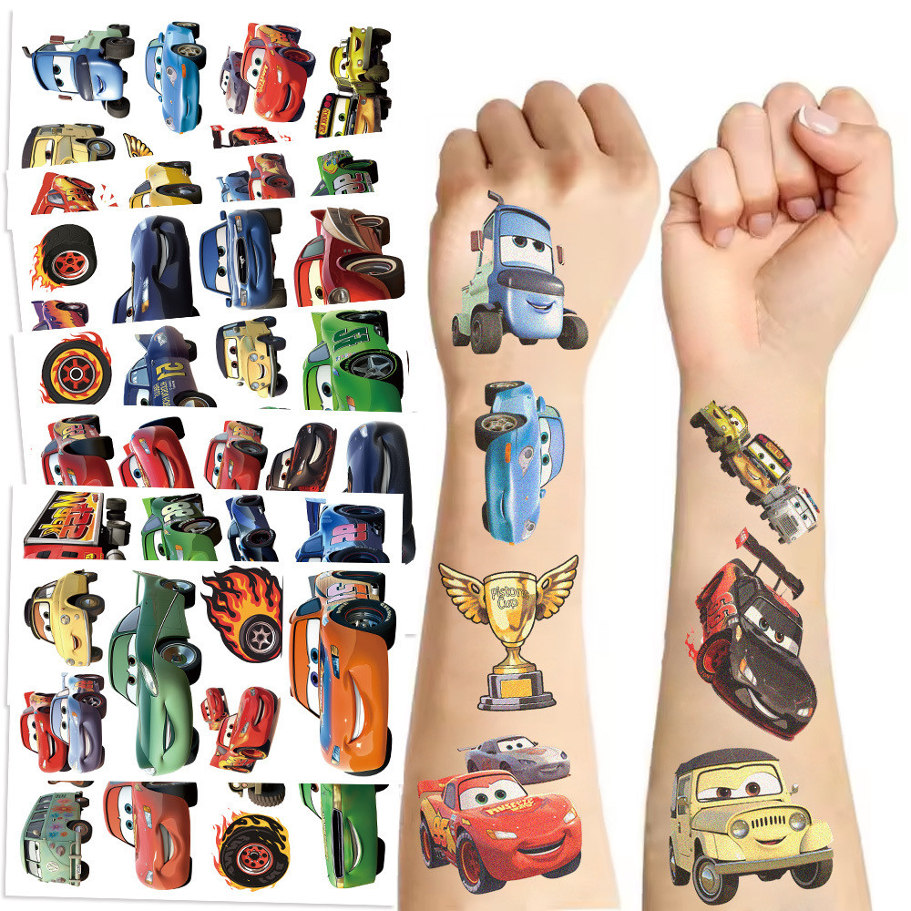 สติ๊กเกอร์แทททูลายการ์ตูนรถยนต์ 10 แผ่น